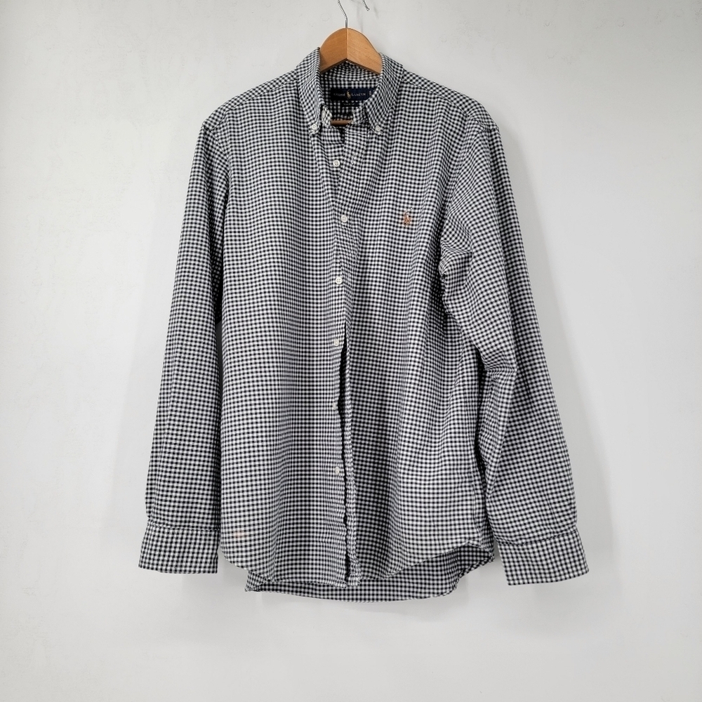 Ralph Lauren Blue Label Shirt Men's XL Black White Gingham Checkered Button Down - Picture 14 of 14